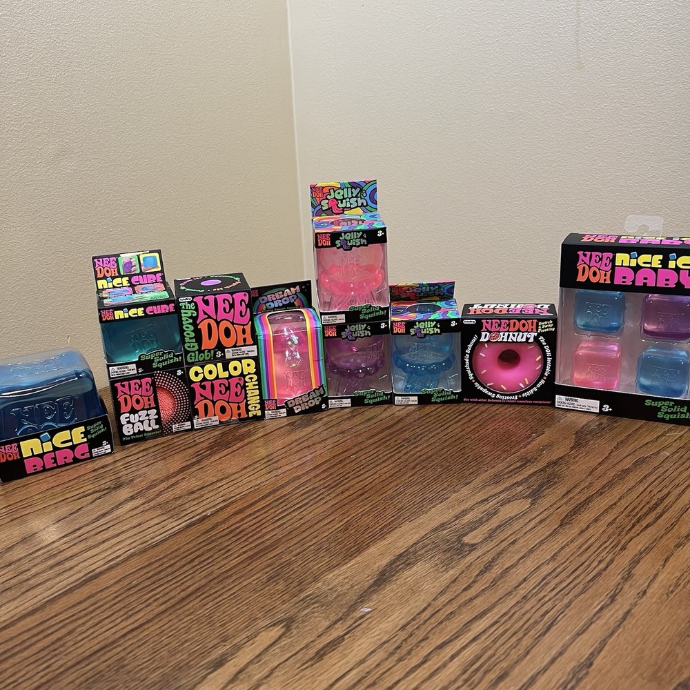 Schylling NeeDoh Lot of 11 Authentic Jelly Squish Nice Berg Dohnut Color Change